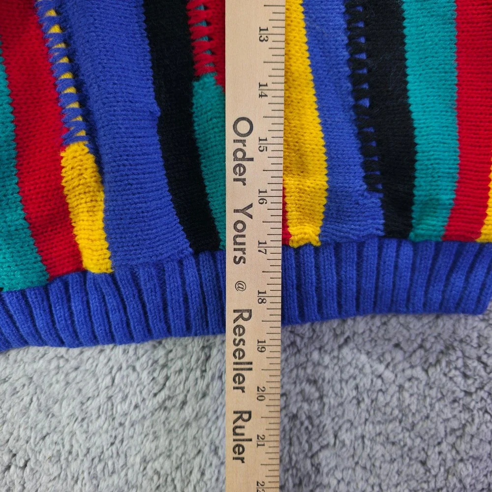 Vintage Knitwaves Kids Sweater 90s Multi Color Abstract Stripe Made in USA NWT